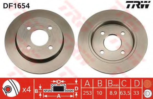 Disc frana FORD FOCUS Limuzina (DFW) (1999 - 2007) TRW DF1654 piesa NOUA