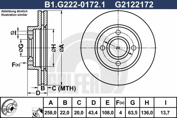 Disc frana FORD FUSION (JU) (2002 - 2012) GALFER B1.G222-0172.1 piesa NOUA
