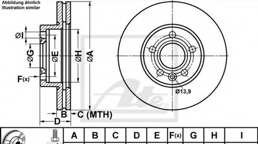 Disc frana FORD GALAXY (WGR) (1995 - 2006) ATE 24.0125-0114.1 piesa NOUA