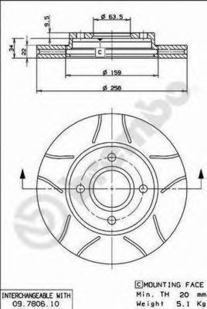 Disc frana FORD KA (RB) (1996 - 2008) BREMBO 09.7806.75 piesa NOUA