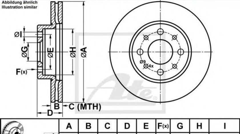 Disc frana FORD KA (RU8) (2008 - 2016) ATE 24.0120-0184.1 piesa NOUA