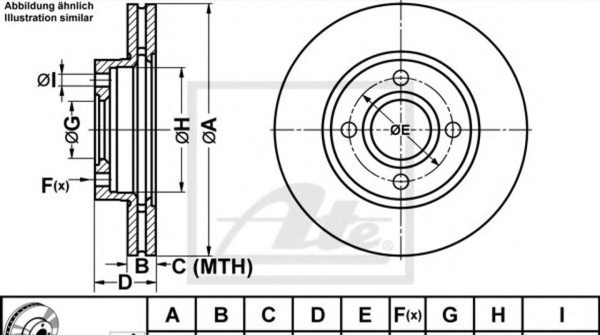 Disc frana FORD MONDEO II (BAP) (1996 - 2000) ATE 24.0124-0120.1 piesa NOUA