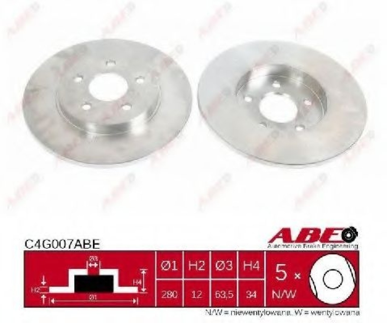 Disc frana FORD MONDEO III (B5Y) (2000 - 2007) ABE C4G007ABE piesa NOUA