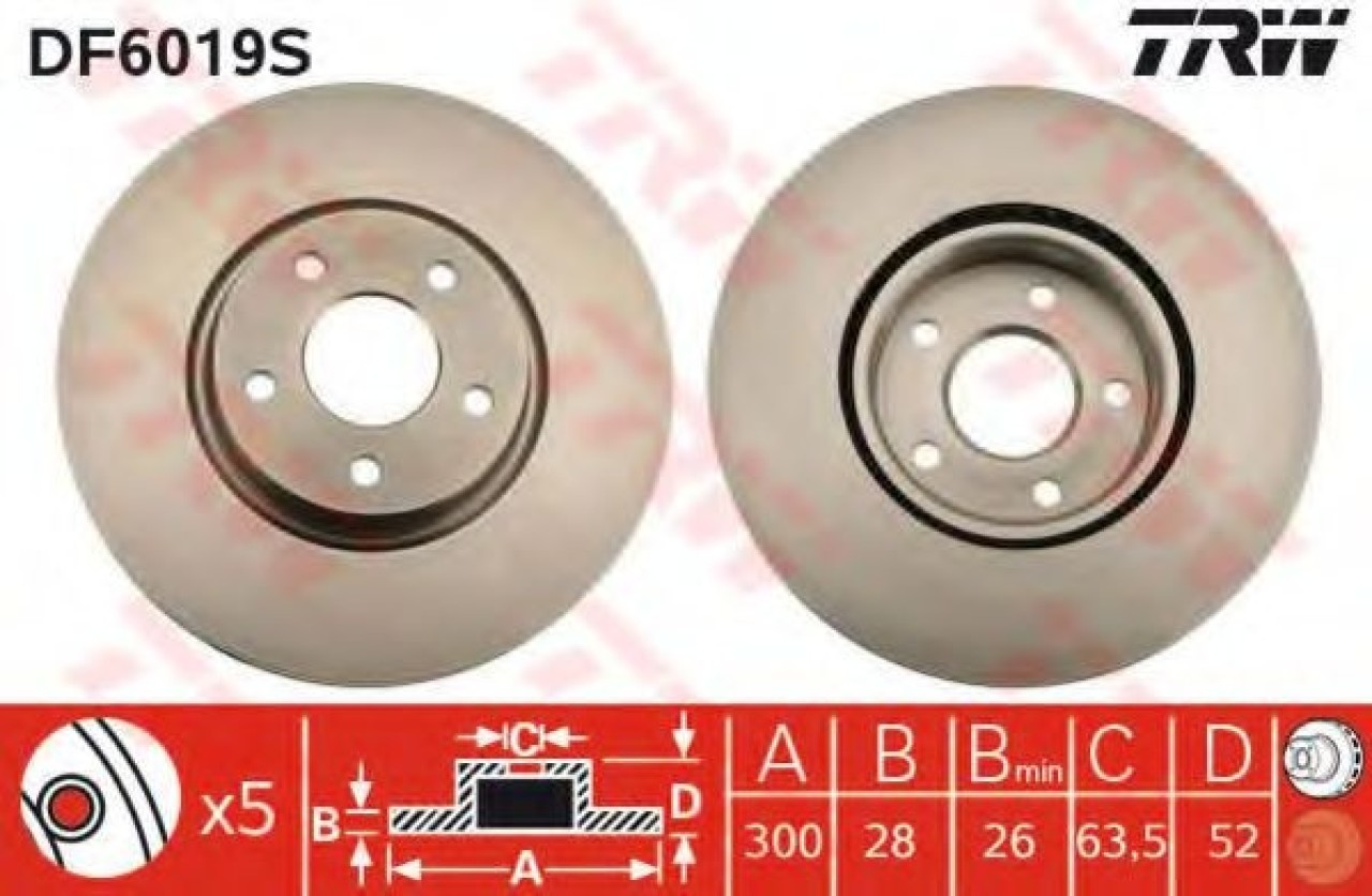 Disc frana FORD MONDEO IV (BA7) (2007 - 2016) TRW DF6019S piesa NOUA