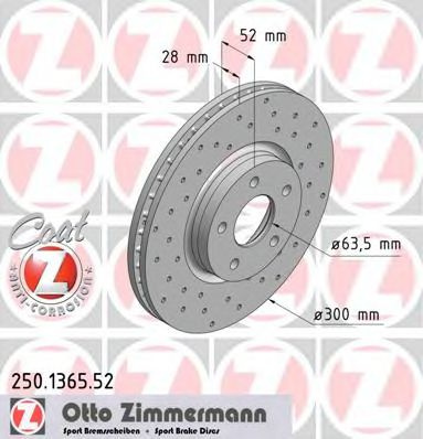 Disc frana FORD MONDEO IV (BA7) (2007 - 2016) ZIMMERMANN 250.1365.52 piesa NOUA