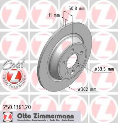 Disc frana FORD MONDEO IV Limuzina (BA7) (2007 - 2016) ZIMMERMANN 250.1361.20 piesa NOUA