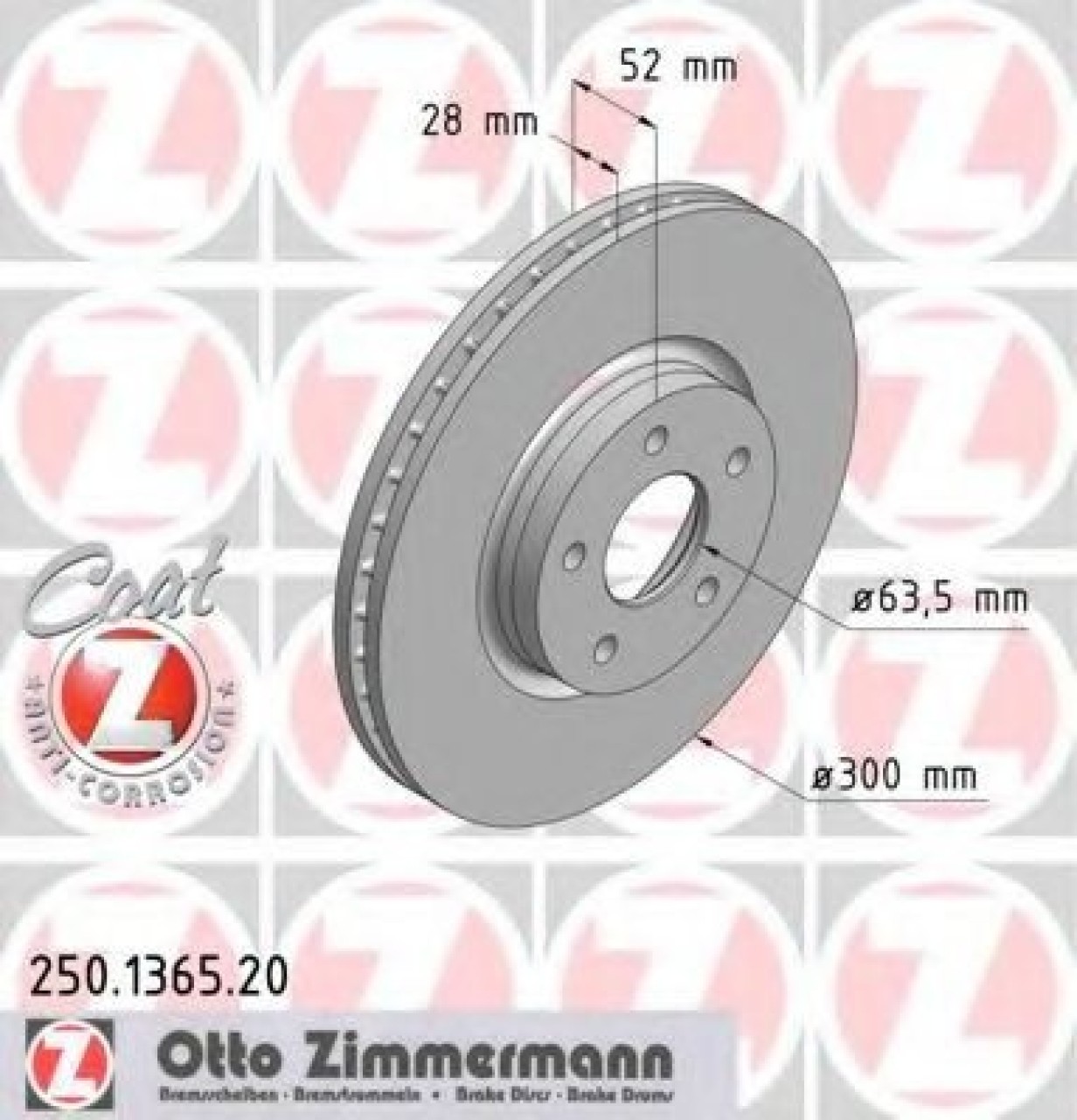 Disc frana FORD MONDEO IV Limuzina (BA7) (2007 - 2016) ZIMMERMANN 250.1365.20 piesa NOUA
