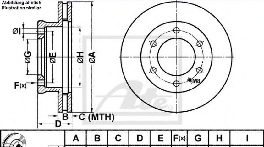 Disc frana FORD RANGER (ES, ET) (2005 - 2012) ATE 24.0128-0226.1 piesa NOUA