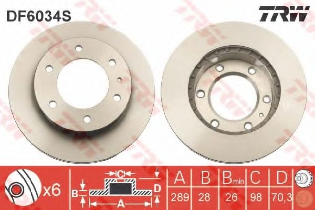 Disc frana FORD RANGER (ES, ET) (2005 - 2012) TRW DF6034S piesa NOUA