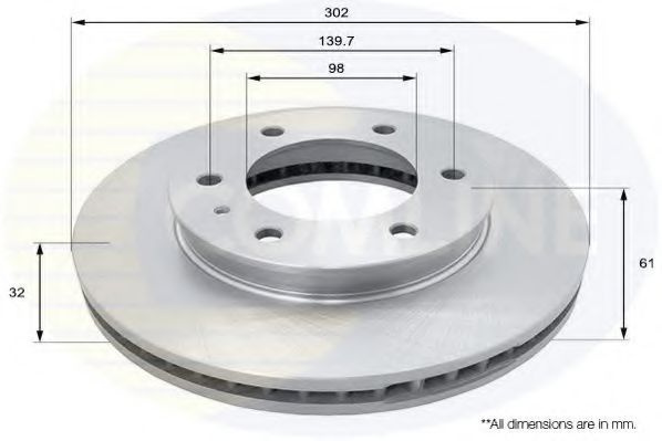 Disc frana FORD RANGER (TKE) (2011 - 2016) COMLINE ADC1263V piesa NOUA