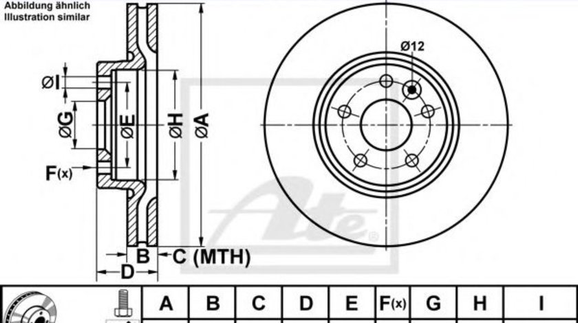 Disc frana FORD S-MAX (WA6) (2006 - 2016) ATE 24.0128-0154.1 piesa NOUA