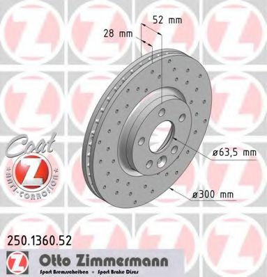 Disc frana FORD S-MAX (WA6) (2006 - 2016) ZIMMERMANN 250.1360.52 piesa NOUA