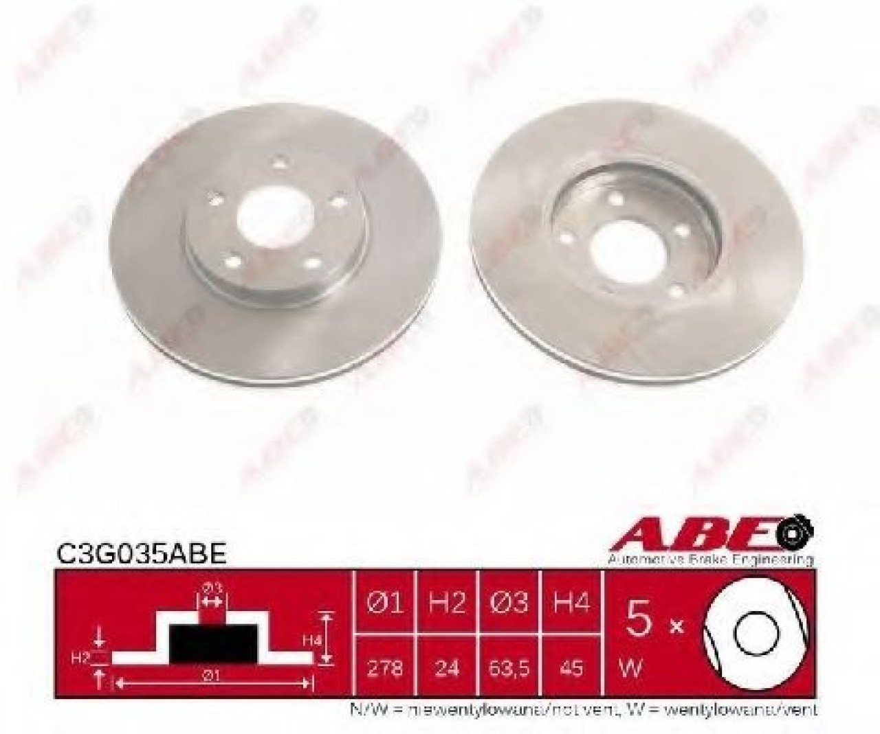Disc frana FORD TOURNEO CONNECT (2002 - 2016) ABE C3G035ABE piesa NOUA
