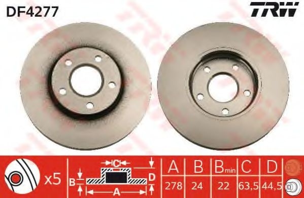 Disc frana FORD TOURNEO CONNECT (2002 - 2016) TRW DF4277 piesa NOUA