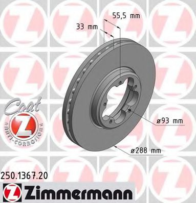 Disc frana FORD TOURNEO CUSTOM bus (2012 - 2016) ZIMMERMANN 250.1367.20 piesa NOUA