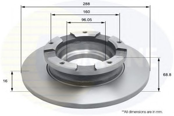 Disc frana FORD TOURNEO CUSTOM bus (2012 - 2016) COMLINE ADC1255 piesa NOUA