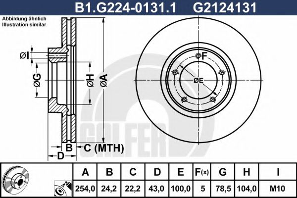 Disc frana FORD TRANSIT bus (E) (1994 - 2000) GALFER B1.G224-0131.1 piesa NOUA