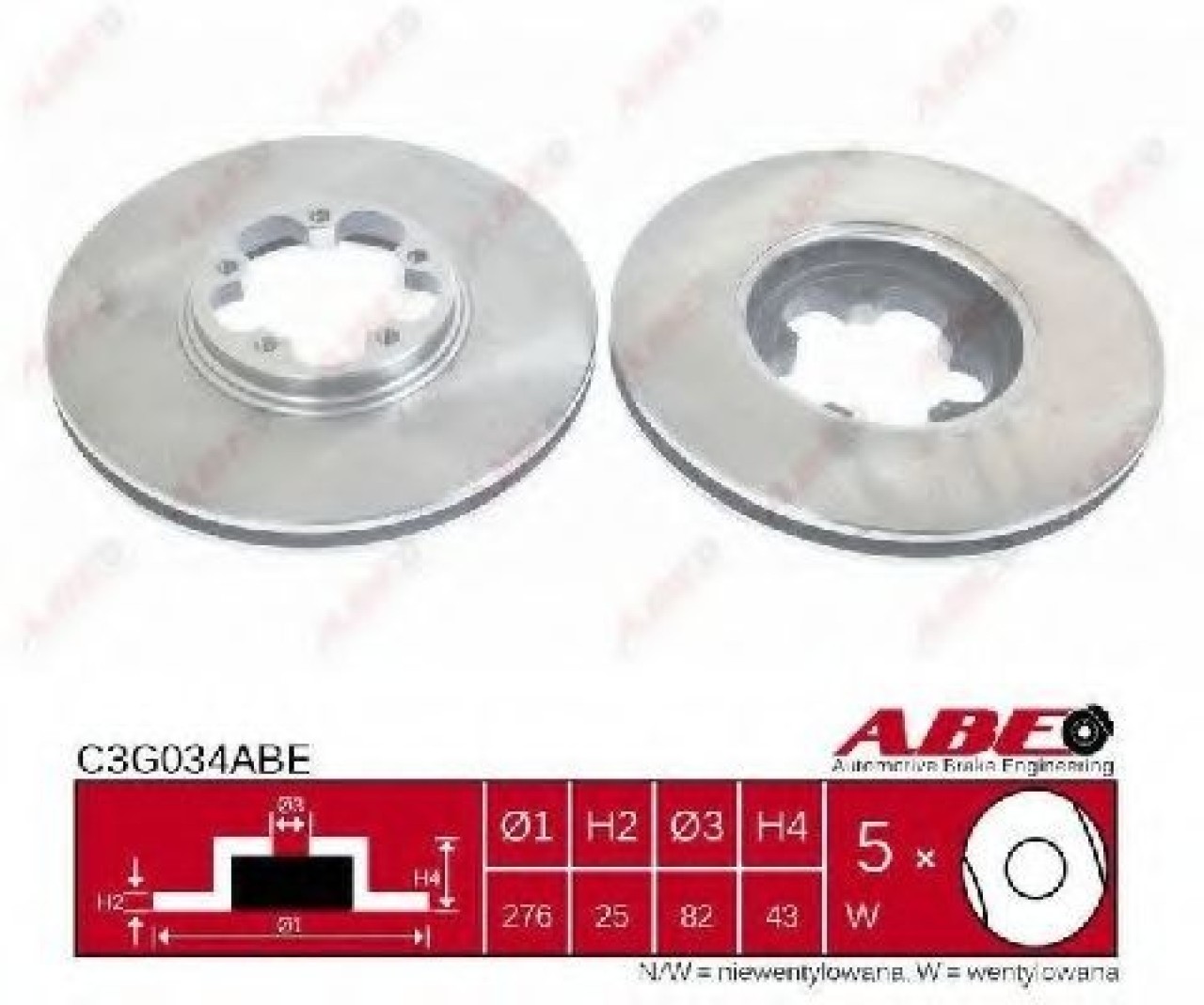 Disc frana FORD TRANSIT bus (FD, FB, FS, FZ, FC) (2000 - 2006) ABE C3G034ABE piesa NOUA