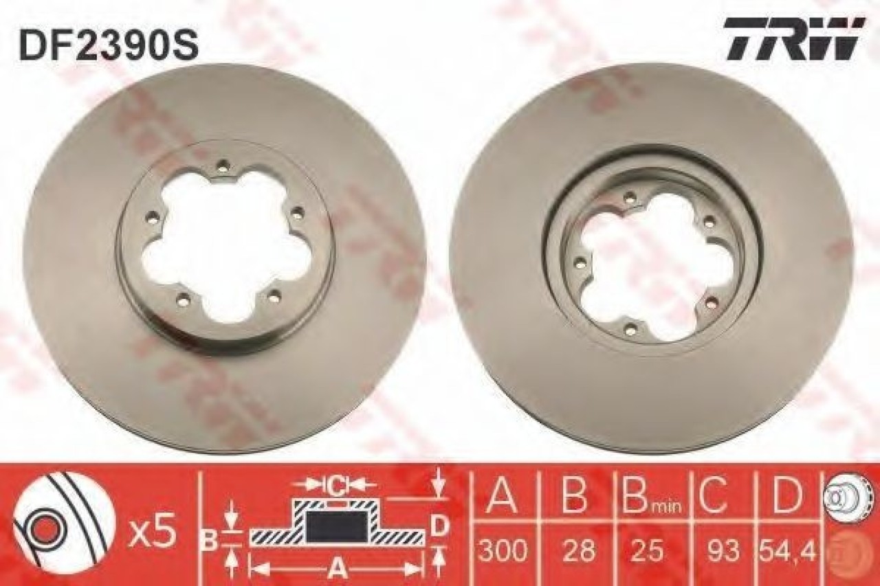 Disc frana FORD TRANSIT caroserie (2006 - 2014) TRW DF2390S piesa NOUA
