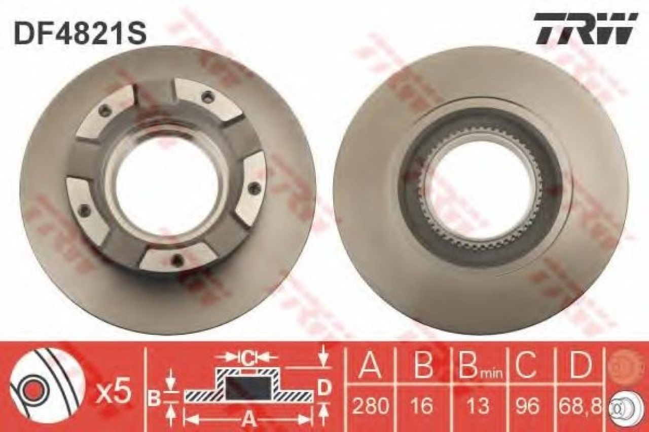 Disc frana FORD TRANSIT caroserie (2006 - 2014) TRW DF4821S piesa NOUA