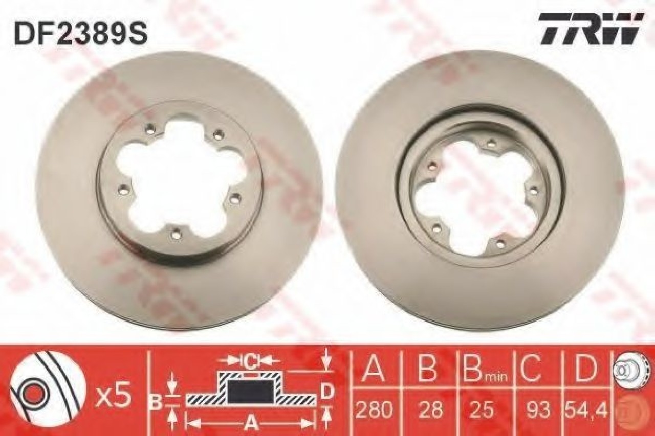 Disc frana FORD TRANSIT caroserie (2006 - 2014) TRW DF2389S piesa NOUA