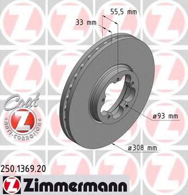 Disc frana FORD TRANSIT caroserie (2013 - 2016) ZIMMERMANN 250.1369.20 piesa NOUA