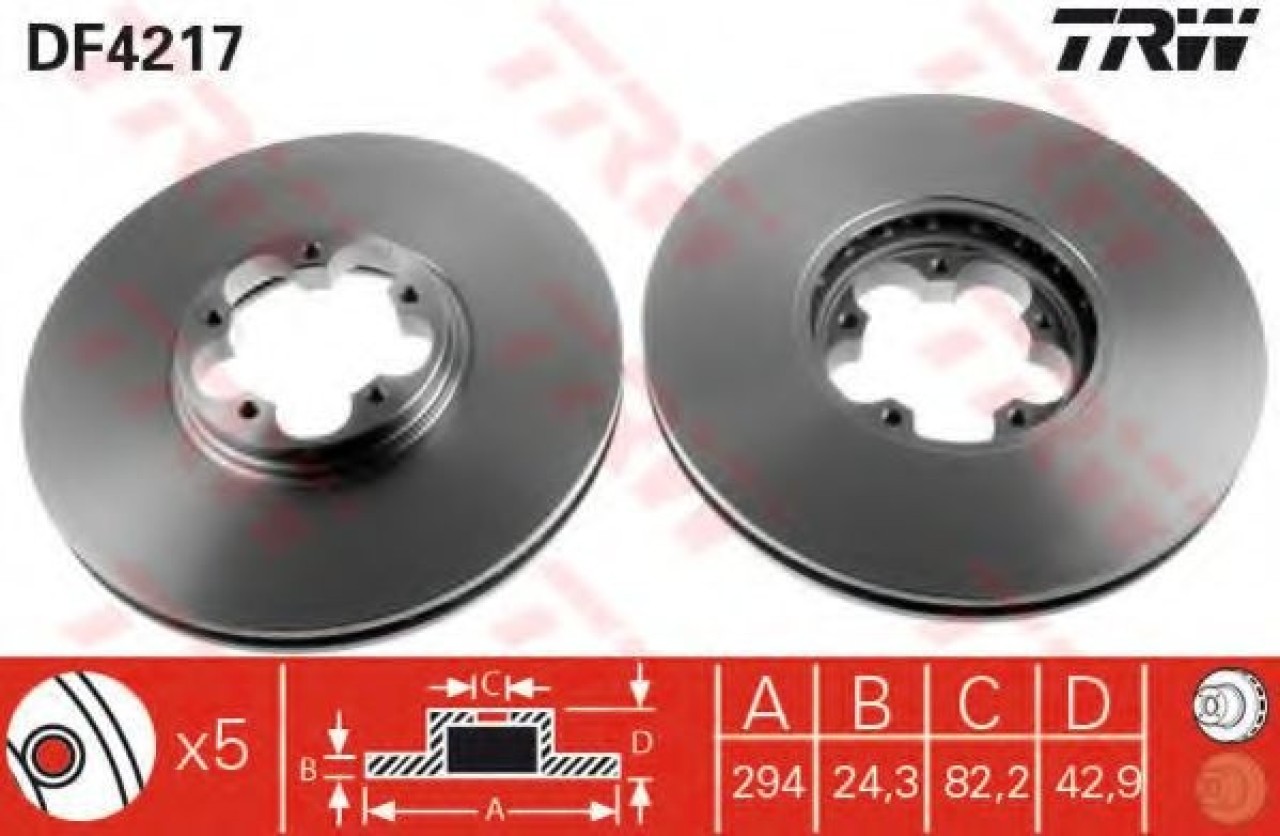Disc frana FORD TRANSIT caroserie (FA) (2000 - 2006) TRW DF4217 piesa NOUA