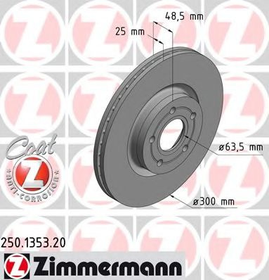Disc frana FORD TRANSIT CONNECT caroserie (2013 - 2016) ZIMMERMANN 250.1353.20 piesa NOUA