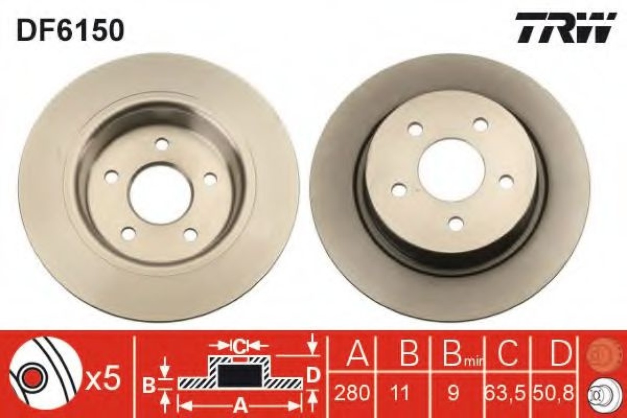 Disc frana FORD TRANSIT CONNECT combi (2013 - 2016) TRW DF6150 piesa NOUA
