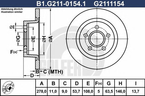 Disc frana FORD TRANSIT CONNECT (P65, P70, P80) (2002 - 2016) GALFER B1.G211-0154.1 piesa NOUA