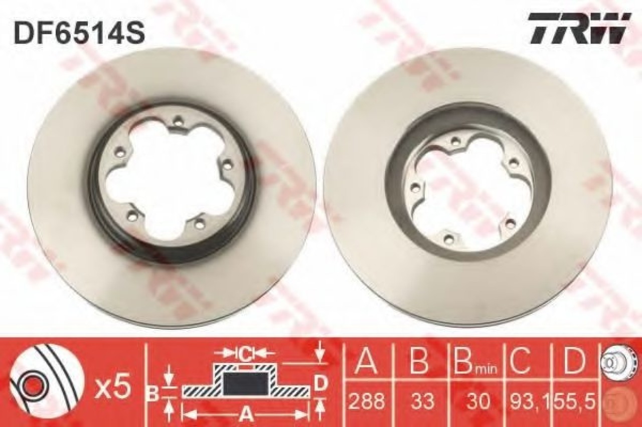 Disc frana FORD TRANSIT CUSTOM bus (2012 - 2016) TRW DF6514S piesa NOUA