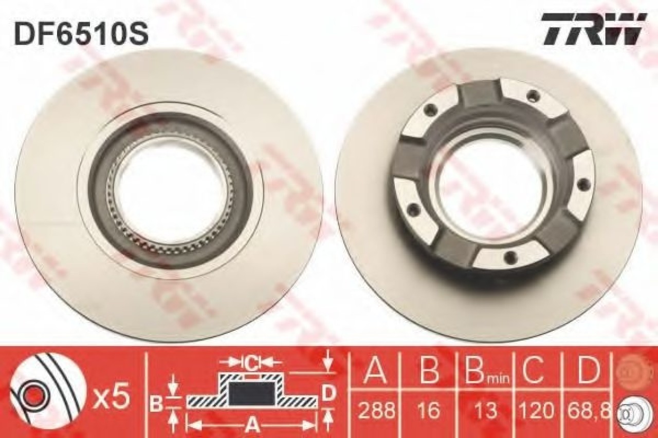 Disc frana FORD TRANSIT CUSTOM bus (2012 - 2016) TRW DF6510S piesa NOUA