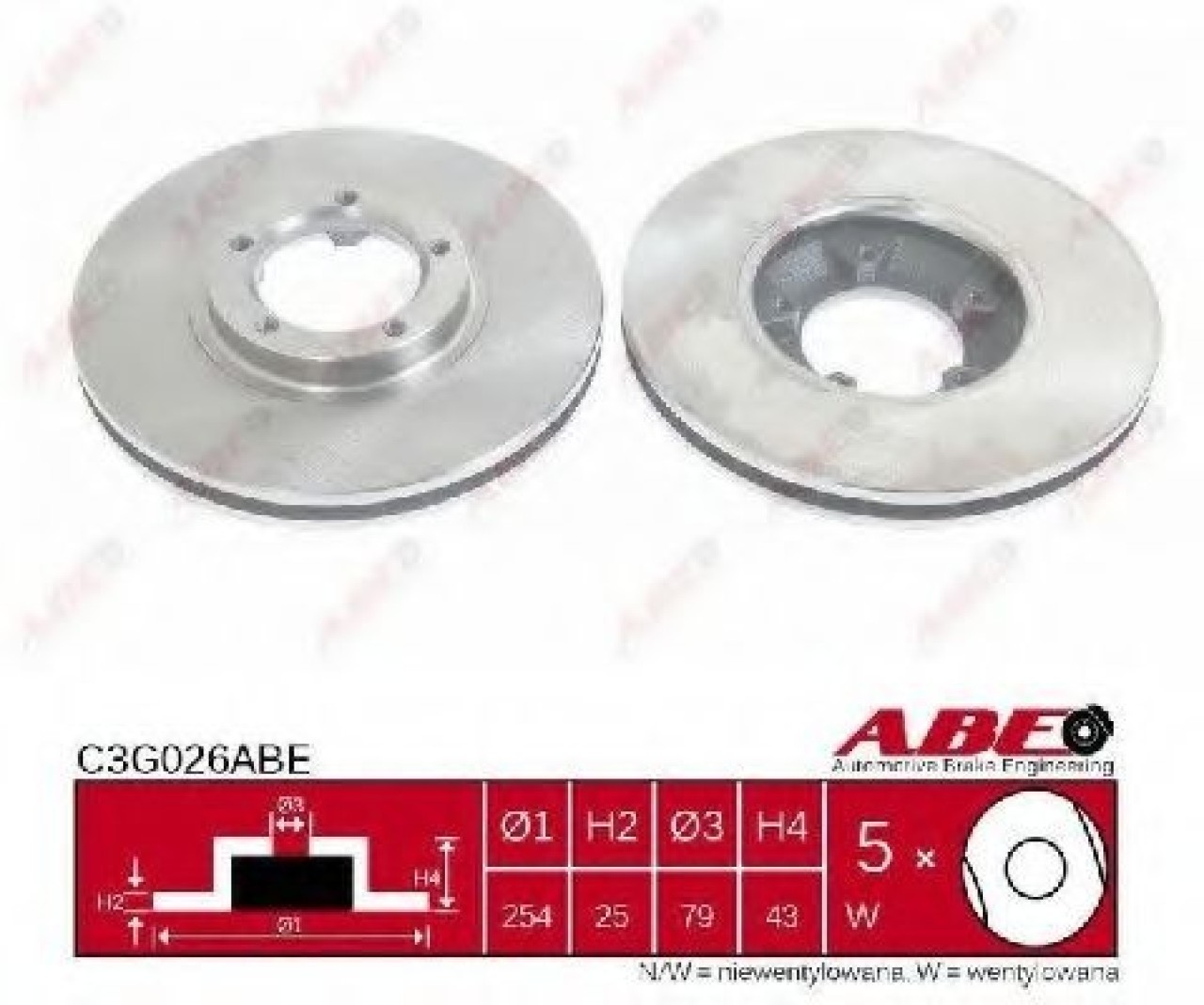 Disc frana FORD TRANSIT platou / sasiu (E) (1994 - 2000) ABE C3G026ABE piesa NOUA