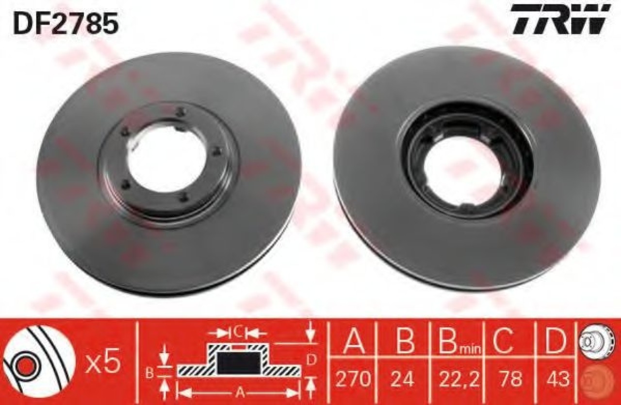 Disc frana FORD TRANSIT platou / sasiu (E) (1994 - 2000) TRW DF2785 piesa NOUA