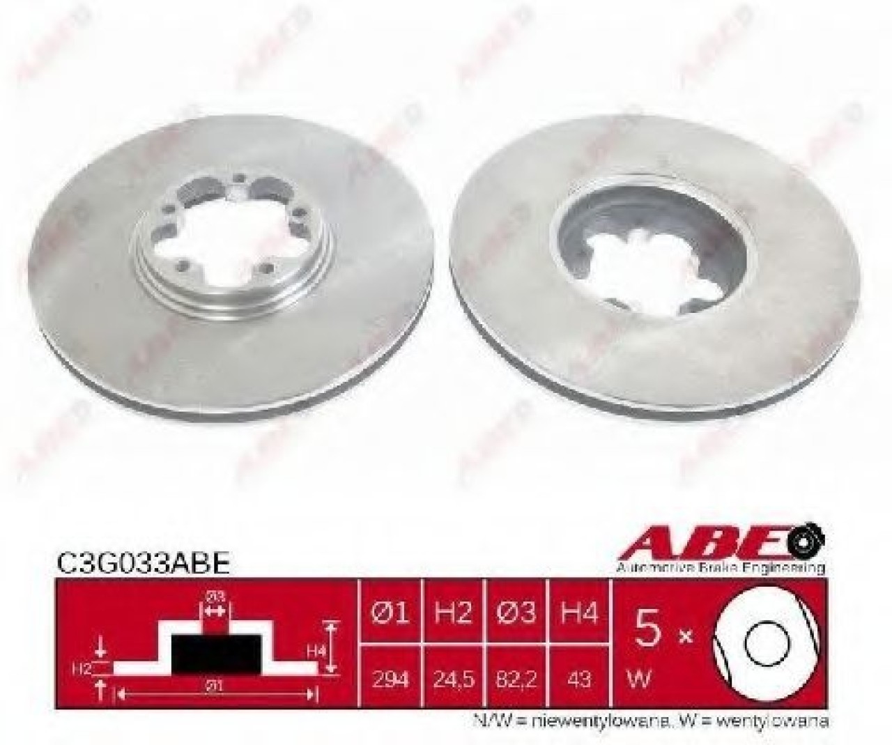 Disc frana FORD TRANSIT platou / sasiu (FM, FN) (2000 - 2006) ABE C3G033ABE piesa NOUA