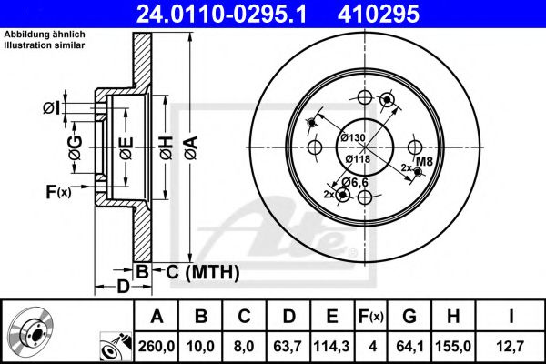 Disc frana HONDA ACCORD VI (CG, CK) (1997 - 2003) ATE 24.0110-0295.1 piesa NOUA