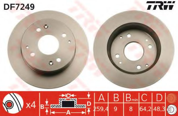 Disc frana HONDA ACCORD VI Coupe (CG) (1997 - 2003) TRW DF7249 piesa NOUA