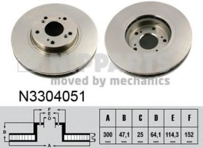 Disc frana HONDA ACCORD VII (CL) (2003 - 2008) NIPPARTS N3304051 piesa NOUA