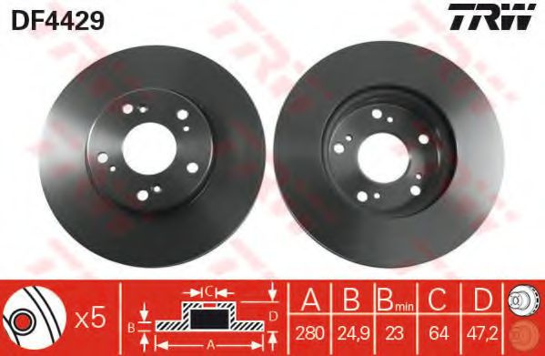 Disc frana HONDA ACCORD VII (CL) (2003 - 2008) TRW DF4429 piesa NOUA