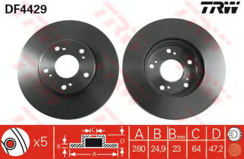 Disc frana HONDA ACCORD VII (CL) (2003 - 2008) TRW DF4429 piesa NOUA