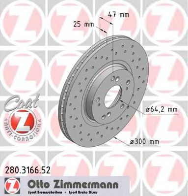 Disc frana HONDA ACCORD VII (CL) (2003 - 2008) ZIMMERMANN 280.3166.52 piesa NOUA