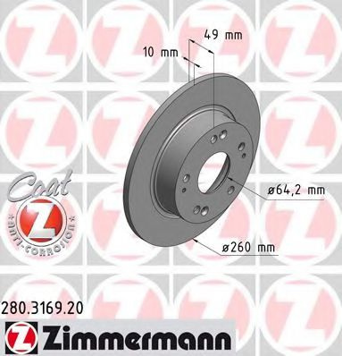 Disc frana HONDA ACCORD VII (CL) (2003 - 2008) ZIMMERMANN 280.3169.20 piesa NOUA