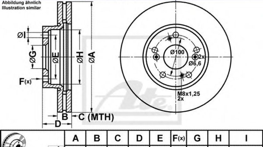 Disc frana HONDA ACCORD VII (CM) (2002 - 2008) ATE 24.0125-0187.1 piesa NOUA