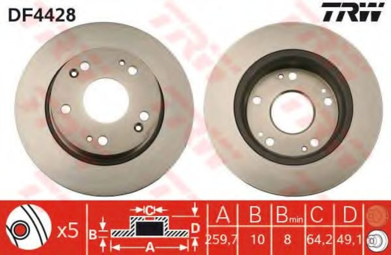 Disc frana HONDA ACCORD VII (CM) (2002 - 2008) TRW DF4428 piesa NOUA