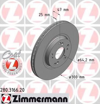 Disc frana HONDA ACCORD VII Tourer (CM) (2003 - 2008) ZIMMERMANN 280.3166.20 piesa NOUA