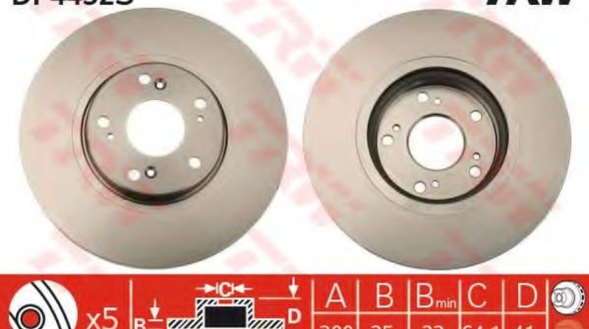 Disc frana HONDA ACCORD VII Tourer (CM) (2003 - 2008) TRW DF4432S piesa NOUA