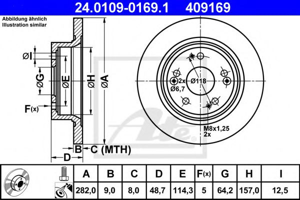 Disc frana HONDA ACCORD VIII TOURER (2008 - 2016) ATE 24.0109-0169.1 piesa NOUA