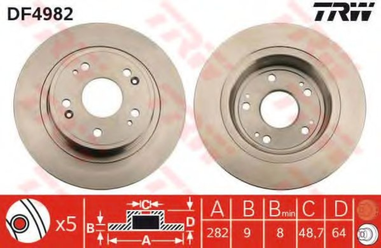 Disc frana HONDA ACCORD VIII TOURER (2008 - 2016) TRW DF4982 piesa NOUA