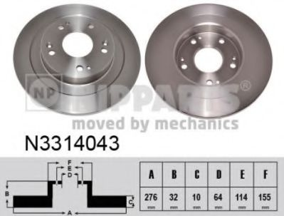 Disc frana HONDA CIVIC IX Tourer (FK) (2014 - 2016) NIPPARTS N3314043 piesa NOUA