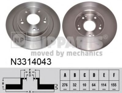 Disc frana HONDA CIVIC IX Tourer (FK) (2014 - 2016) NIPPARTS N3314043 piesa NOUA